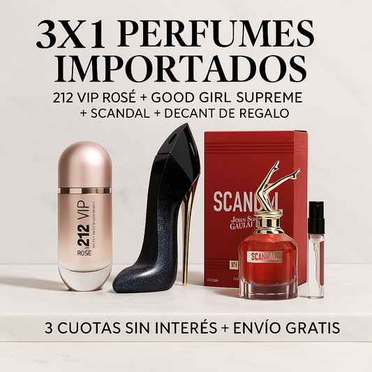 3X1 Good Girl Supreme - 212 VIP Rosé - Scandal + Decant de Regalo!